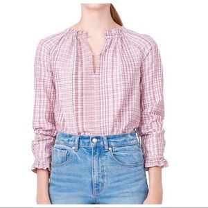 Rebecca Taylor La Vie Pink Plaid Lurex Top Small